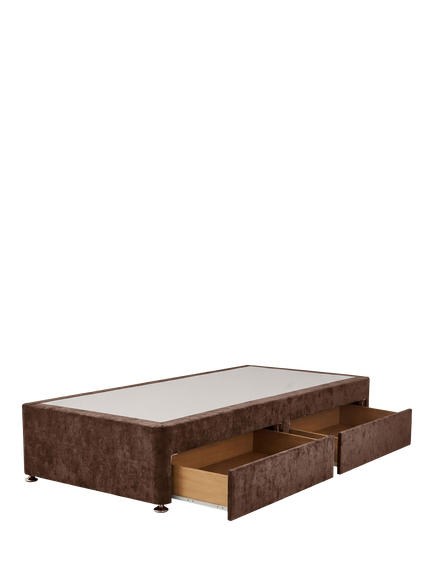Silentnight Non-Sprung 2 Drawer Upholstered Divan Base, Single - view 2, Brushed Textured Dark Mocha