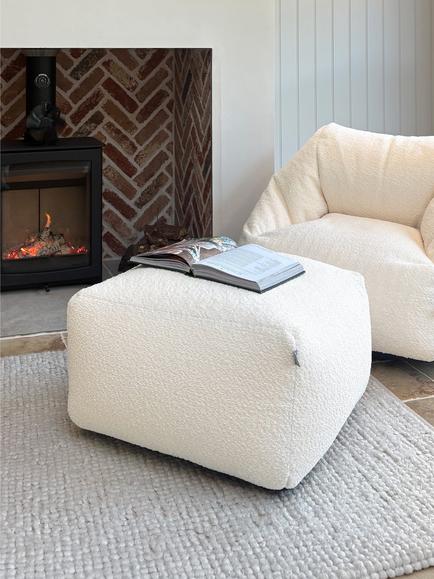 rucomfy Ottoman Beanbag, Cream - view 2, Cream