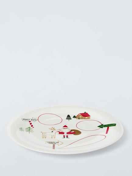 John Lewis Kids' Christmas Eve Fine China Plate, 27cm, White/Multi - view 2, Multi