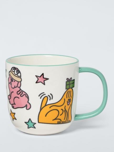 John Lewis Scotty Gillespie Christmas Dog Fine China Mug, 400ml, Multi