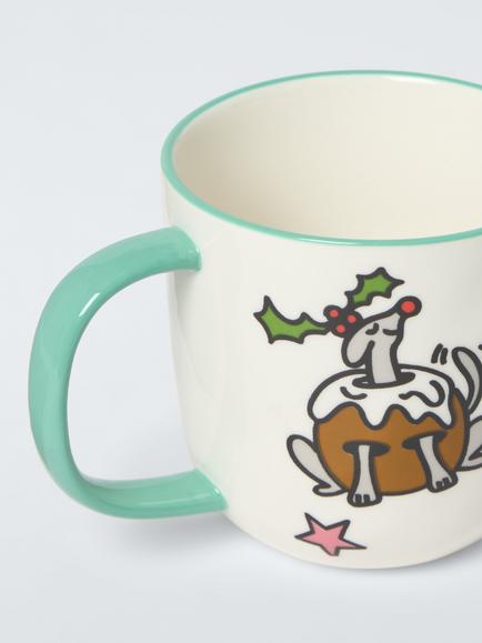 John Lewis Scotty Gillespie Christmas Dog Fine China Mug, 400ml - view 2, Multi