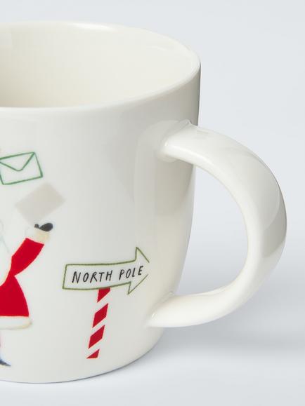 John Lewis Kids' Letters for Santa Fine China Mug, 280ml, White/Red - view 2, Multi
