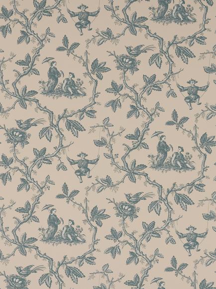 Colefax and Fowler Toile Chinoise Wallpaper, Aqua