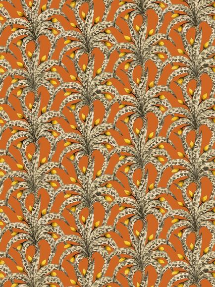 Cole & Son Afrika Damask Wallpaper, Tangerine/ Marigold