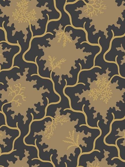 Cole & Son Moss Trellis Wallpaper, Black And Gold