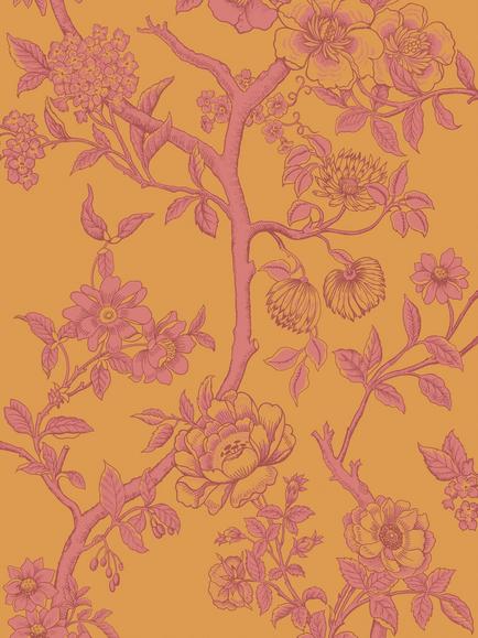 Cole & Son Paradise Tree Wallpaper, Tangerine/ Hibiscus