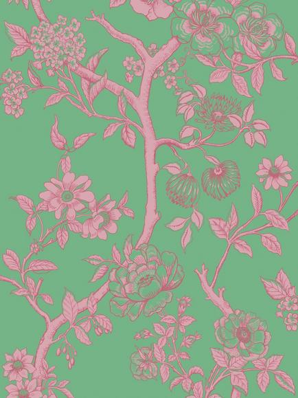 Cole & Son Paradise Tree Wallpaper, Emerald/ Petal Pink