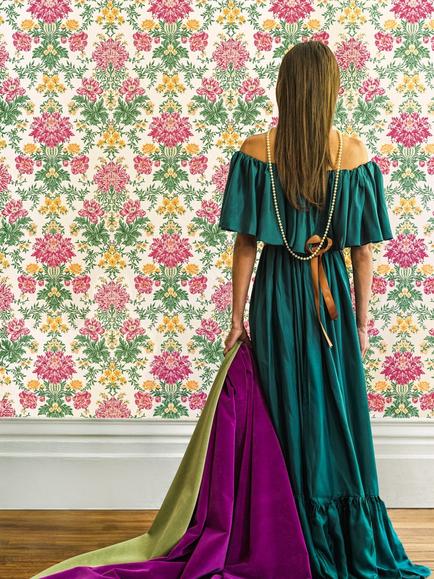 Cole & Son Poppies Wallpaper - view 2, Fuchsia/ Buttercup