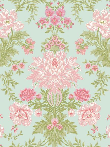 Cole & Son Poppies Wallpaper, Pink/ Blush/ Green