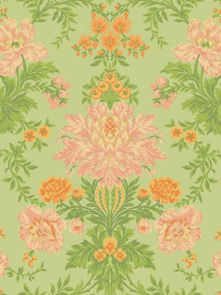 Cole & Son Poppies Wallpaper, Peach/ Marigold/ Gr