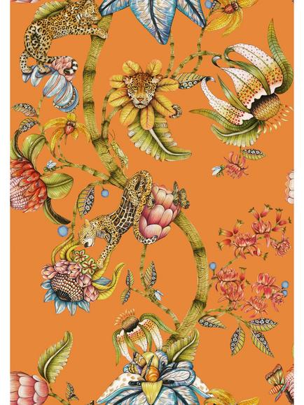 Cole & Son Protea Panthera Wallpaper, Clementine