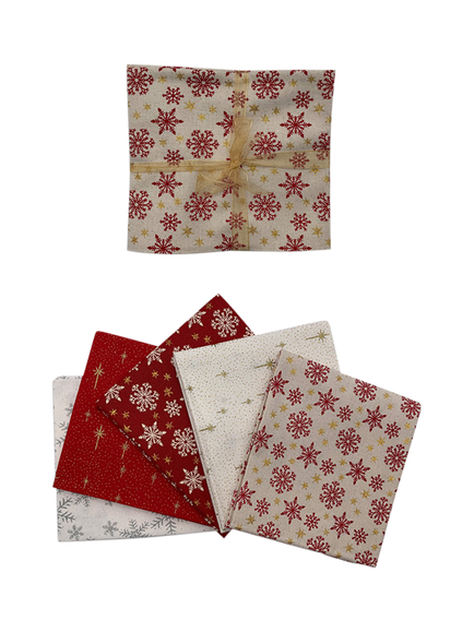 John Louden Christmas Sparkle Fat Quarter Craft Fabrics, Pack of 5, Multi, Multi
