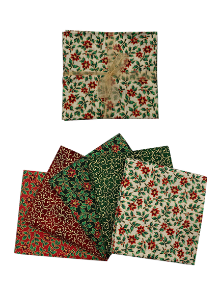 John Louden Mistletoe Vines Fat Quarter Craft Fabrics, Pack of 5, Multi, Multi