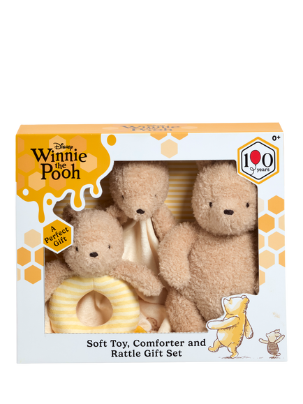 Winnie the Pooh 100 Years Soft Toy, Comforter & Rattle Gift Set - view 2, Multi