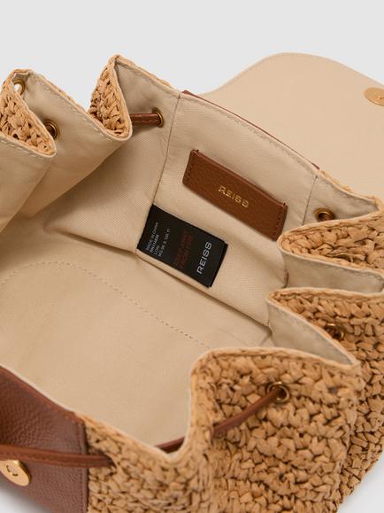 Reiss Lori Raffia Crossbody Bag, Natural - view 2, Natural