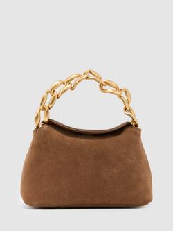 Reiss Peony Suede Chain Grab Bag, Tan, Tan