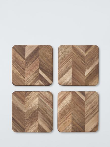 John Lewis Herringbone Coasters, Set of 4, FSC-Certified (Acacia Wood), Natural