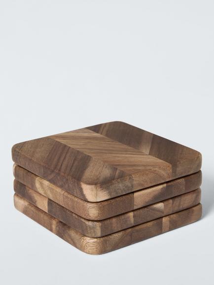 John Lewis Herringbone Coasters, Set of 4, FSC-Certified (Acacia Wood) - view 2, Natural