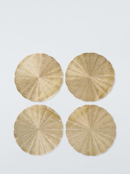 John Lewis Scalloped PVC Placemats, Set of 4, Gold, Gold
