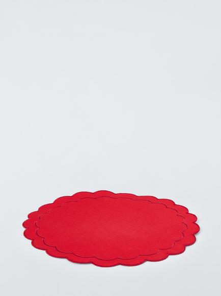 John Lewis Scallop Round Placemats, Set of 4, Red - view 2, Red