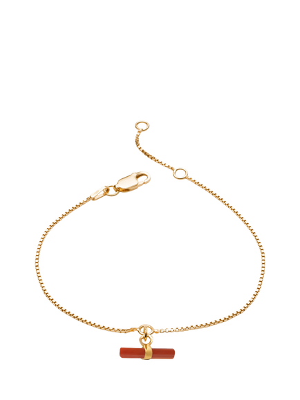 Rachel Jackson London Vitality Carnelian T-Bar Bracelet, Gold, Gold
