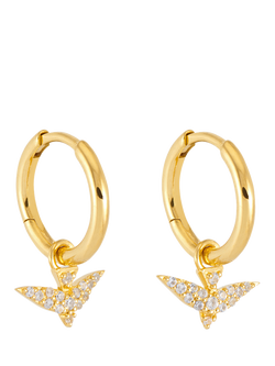 Rachel Jackson London Dreamcatcher Pavé Bird Huggie Hoop Earrings, Gp, Gp