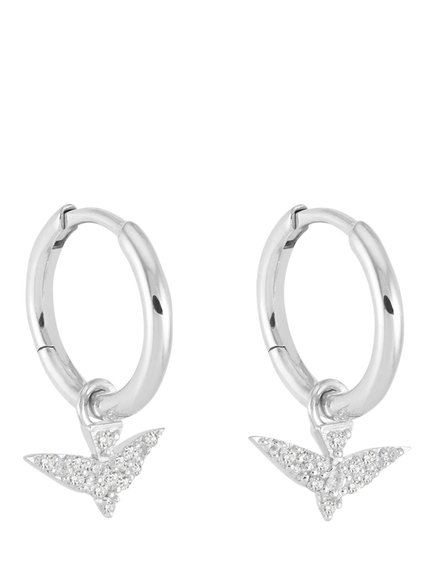 Rachel Jackson London Dreamcatcher Pavé Bird Huggie Hoop Earrings, Silver, Silver