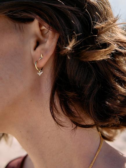 Rachel Jackson London Dreamcatcher Pavé Bird Huggie Hoop Earrings, Silver - view 2, Silver