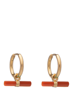 Rachel Jackson London Vitality Carnelian T-Bar Huggie Hoop Earrings, Gp, Gp