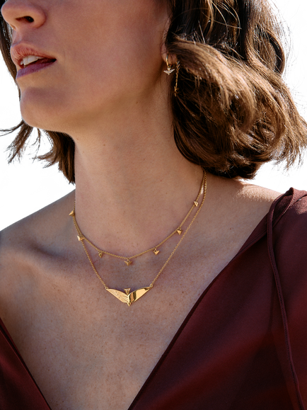 Rachel Jackson London Dreamcatcher Celestial Bird Necklace, Gold - view 2, Gold