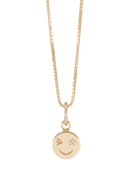 Rachel Jackson London Happy Face Necklace, Gold, Gold
