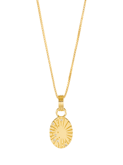 Rachel Jackson London Art Deco Sapphire Sunshine Necklace, Gold, Gold