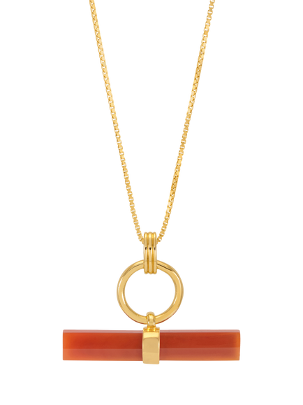 Rachel Jackson London Vitality Carnelian T-Bar Necklace, Gold, Gold