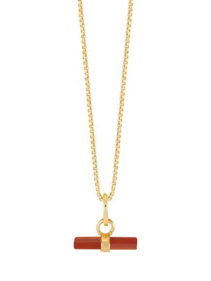 Rachel Jackson London Vitality Carnelian T-Bar Necklace, Gold, Gold