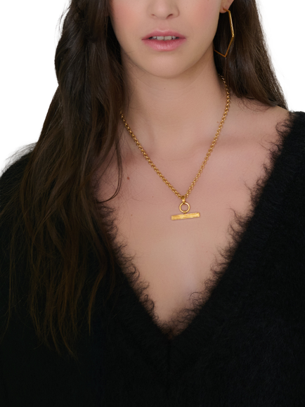 Rachel Jackson London T-Bar Necklace, Gold - view 2, Gold