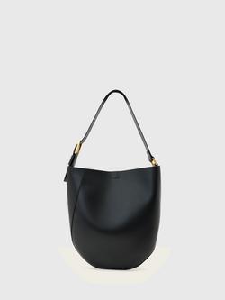 AllSaints Luna Leather Hobo Shoulder Bag, Black, Black