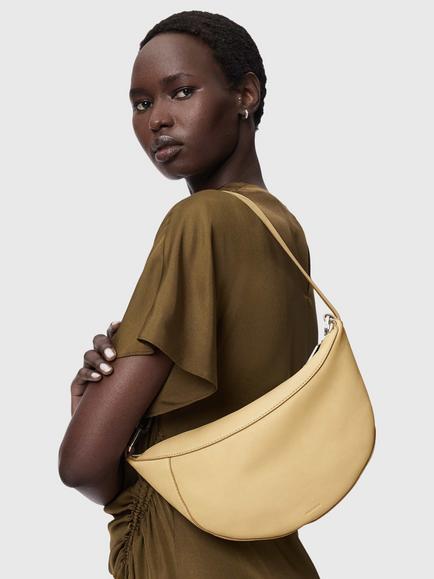 AllSaints Luna Micro Leather Bag, Yellow Mid - view 2, Yellow Mid