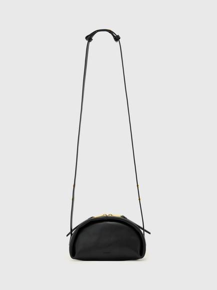 AllSaints Rosalie Arc Leather Crossbody Bag, Black, Black