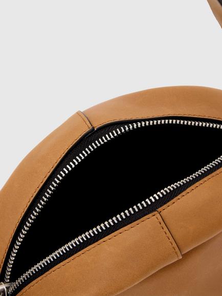 AllSaints Rosalie Arc Leather Crossbody Bag, Brown - view 2, Brown