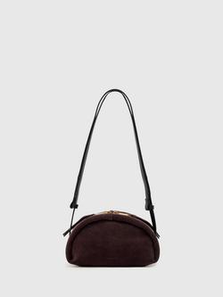 AllSaints Rosalie Arc Suede Crossbody Bag, Red, Red