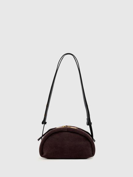 AllSaints Rosalie Arc Suede Crossbody Bag, Red, Red