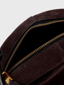 AllSaints Rosalie Arc Suede Crossbody Bag, Red - view 2, Red