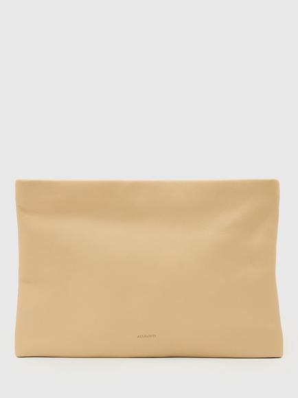 AllSaints Bettina Leather Clutch Bag, Yellow