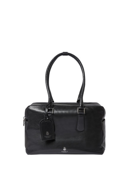OSPREY LONDON High Flyer Leather Shoulder Bag, Black, Black