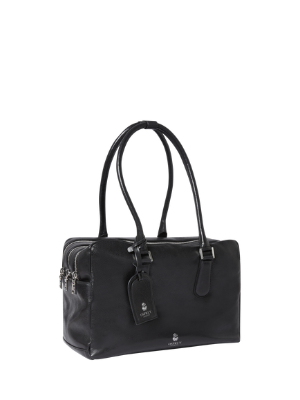 OSPREY LONDON High Flyer Leather Shoulder Bag, Black - view 2, Black