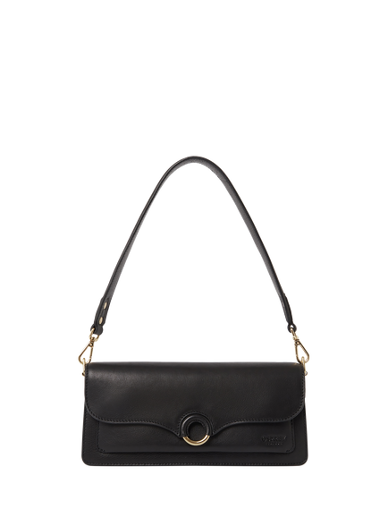 OSPREY LONDON Marlow Leather Shoulder Bag, Black