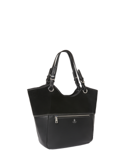 OSPREY LONDON Woodstock Leather and Suede Tote Bag, Black - view 2, Black