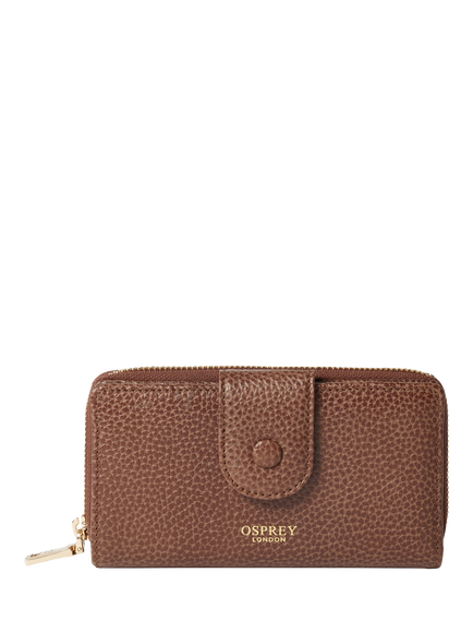 OSPREY LONDON Core Medium Leather Popper Matinee Purse, Tan