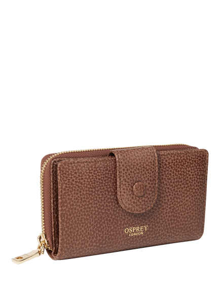 OSPREY LONDON Core Medium Leather Popper Matinee Purse - view 2, Tan