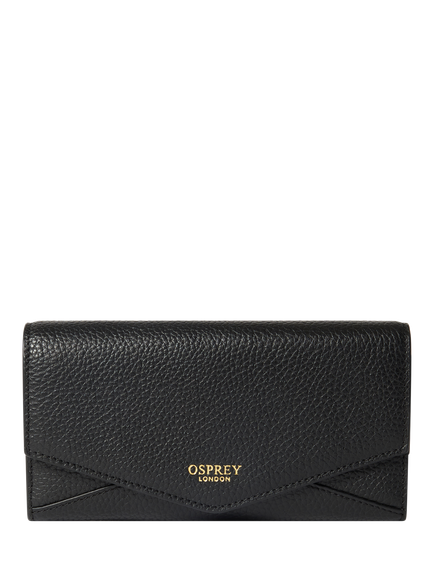 OSPREY LONDON Core Medium Leather Zip Matinee Purse, Black